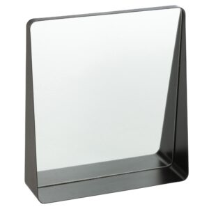 Čern&eacute; kovov&eacute; z&aacute;věsn&eacute; zrcadlo J-line Zaya 41 x 38 cm