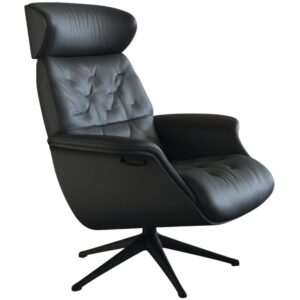 Čern&eacute; kožen&eacute; lounge křeslo FLEXLUX VOLDEN MEDIUM II.