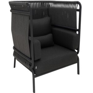 Čern&eacute; l&aacute;tkov&eacute; zahradn&iacute; křeslo No.106 Mindo s bočn&iacute;m v&yacute;pletem
