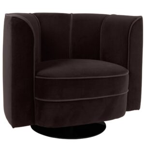 Čern&eacute; otočn&eacute; sametov&eacute; lounge křeslo DUTCHBONE Flower