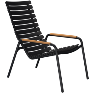 Čern&eacute; plastov&eacute; zahradn&iacute; lounge křeslo HOUE ReCLIPS II.