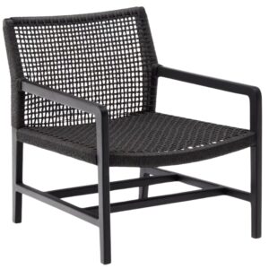 Čern&eacute; teakov&eacute; zahradn&iacute; křeslo Kave Home Sabolla s v&yacute;pletem