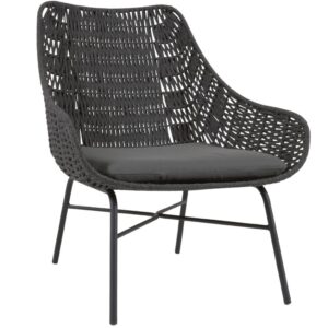 Čern&eacute; zahradn&iacute; křeslo s v&yacute;pletem Kave Home Abeli