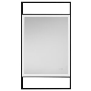 Čern&eacute; z&aacute;věsn&eacute; zrcadlo s LED osvětlen&iacute;m Nova Luce Doul 106 x 60 cm