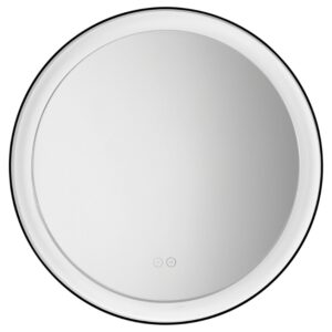 Čern&eacute; z&aacute;věsn&eacute; zrcadlo s LED osvětlen&iacute;m Nova Luce Ural 60 cm