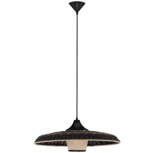 Černo-hněd&eacute; ratanov&eacute; z&aacute;věsn&eacute; světlo Nova Luce Capa 61 cm