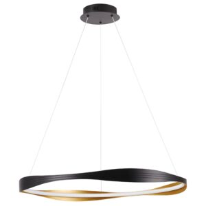 Černo-zlat&eacute; kovov&eacute; z&aacute;věsn&eacute; LED světlo Nova Luce Dobi 80 cm
