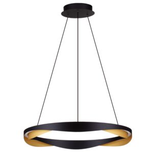 Černo-zlat&eacute; kovov&eacute; z&aacute;věsn&eacute; LED světlo Nova Luce Radon 65 cm
