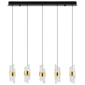 Černo-zlat&eacute; z&aacute;věsn&eacute; LED světlo Nova Luce Seneca 83 cm