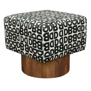 Černob&iacute;l&yacute; čalouněn&yacute; taburet DUTCHBONE MONOGRAM 40 cm