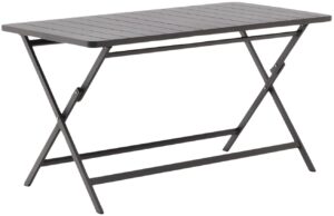 Čern&yacute; hlin&iacute;kov&yacute; zahradn&iacute; skl&aacute;dac&iacute; stůl Kave Home Torreta 140 x 70 cm