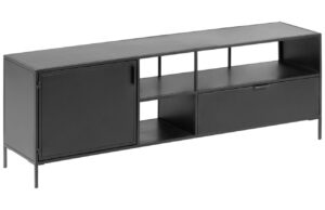 Čern&yacute; kovov&yacute; TV stolek Kave Home Shantay 150 x 35 cm