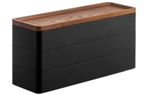 Čern&yacute; plastov&yacute; tř&iacute;patrov&yacute; &uacute;ložn&yacute; box Yamazaki Rin 24 x 8 cm