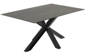 Čern&yacute; porcel&aacute;nov&yacute; j&iacute;deln&iacute; stůl Kave Home Argo 160 x 90 cm s černou podnož&iacute;
