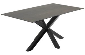 Čern&yacute; porcel&aacute;nov&yacute; j&iacute;deln&iacute; stůl Kave Home Argo 180 x 100 cm s černou podnož&iacute;