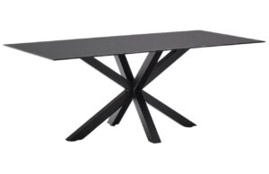 Čern&yacute; skleněn&yacute; j&iacute;deln&iacute; stůl Kave Home Argo II. 200 x 100 cm