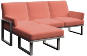 Červen&aacute; rohov&aacute; zahradn&iacute; pohovka MESONICA Soledo s antracitovou podnož&iacute; 205 cm