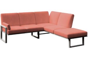 Červen&aacute; rohov&aacute; zahradn&iacute; pohovka MESONICA Soledo s antracitovou podnož&iacute; 216 cm