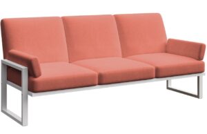 Červen&aacute; tř&iacute;m&iacute;stn&aacute; zahradn&iacute; pohovka MESONICA Soledo s b&iacute;lou podnož&iacute; 205 cm