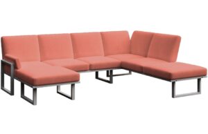 Červen&aacute; zahradn&iacute; pohovka do "U" MESONICA Soledo s antracitovou podnož&iacute; 281 cm