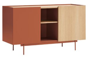 Cihlově červen&aacute; dubov&aacute; komoda Teulat Otto 130 x 49 cm