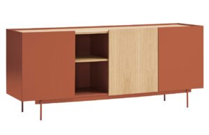 Cihlově červen&aacute; dubov&aacute; komoda Teulat Otto 180 x 49 cm