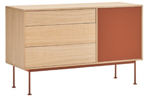 Cihlově červen&aacute; dubov&aacute; komoda Teulat Yoko 128 x 45 cm