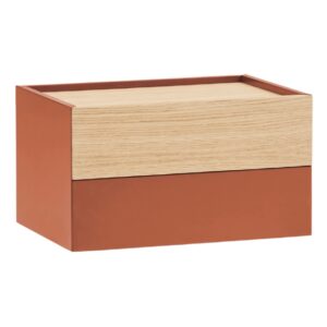 Cihlově červen&yacute; dubov&yacute; nočn&iacute; stolek Teulat Otto II. 50 x 35 cm