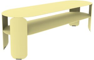 Citronově žlut&yacute; kovov&yacute; zahradn&iacute; konferenčn&iacute; stolek Fermob Bebop 120 x 40 cm