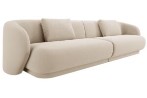 Cosmopolitan Design B&eacute;žov&aacute; sametov&aacute; čtyřm&iacute;stn&aacute; pohovka Camden 304 cm