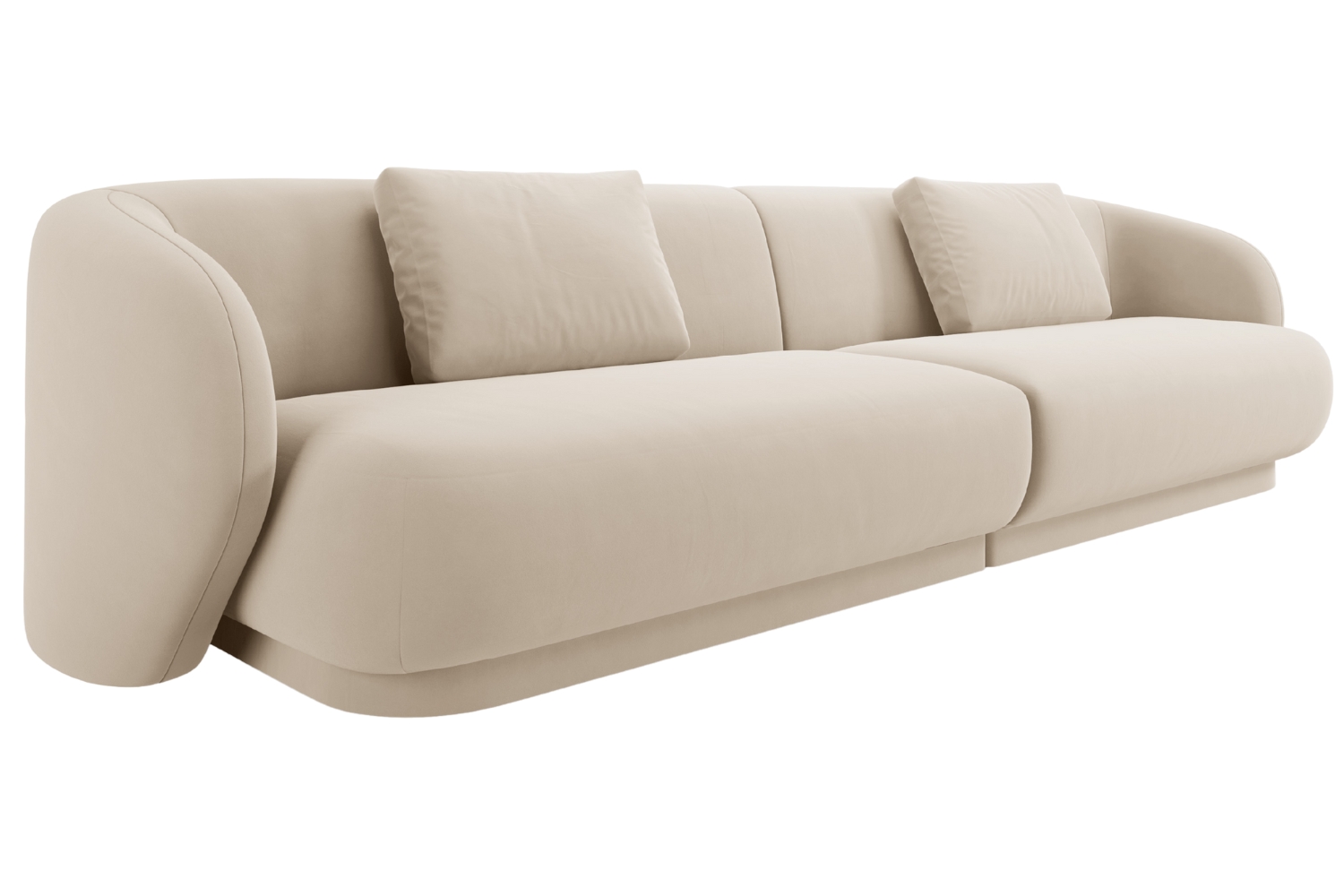 Cosmopolitan Design Béžová sametová čtyřmístná pohovka Camden 304 cm