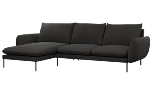 Cosmopolitan Design Čern&aacute; boucl&eacute; rohov&aacute; pohovka Vienna 255 cm