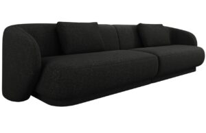 Cosmopolitan Design Čern&aacute; čalouněn&aacute; čtyřm&iacute;stn&aacute; pohovka Camden 304 cm