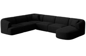 Cosmopolitan Design Čern&aacute; čalouněn&aacute; rohov&aacute; pohovka Campi 330 cm