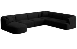 Cosmopolitan Design Čern&aacute; čalouněn&aacute; rohov&aacute; pohovka Campi 330 cm