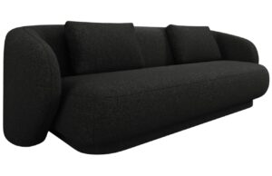 Cosmopolitan Design Čern&aacute; čalouněn&aacute; trojm&iacute;stn&aacute; pohovka Camden 204 cm