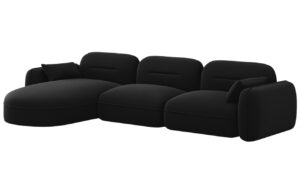 Cosmopolitan Design Čern&aacute; sametov&aacute; rohov&aacute; pohovka Sydney 320 cm