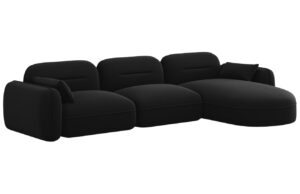 Cosmopolitan Design Čern&aacute; sametov&aacute; rohov&aacute; pohovka Sydney 320 cm