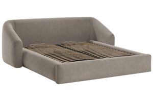 Cosmopolitan Design Hněd&aacute; sametov&aacute; dvoulůžkov&aacute; postel Campi 160 x 200 cm s &uacute;ložn&yacute;m prostorem