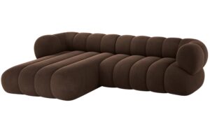 Cosmopolitan Design Hněd&aacute; sametov&aacute; rohov&aacute; pohovka Koge 270 cm