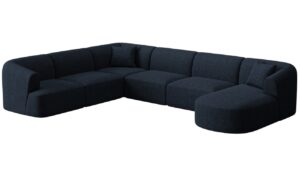 Cosmopolitan Design Kr&aacute;lovsky modr&aacute; čalouněn&aacute; rohov&aacute; pohovka Campi 330 cm