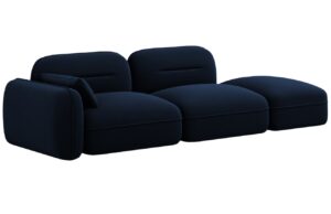 Cosmopolitan Design Kr&aacute;lovsky modr&aacute; sametov&aacute; trojm&iacute;stn&aacute; pohovka Sydney 295 cm