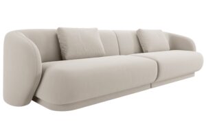 Cosmopolitan Design Kr&eacute;mově b&iacute;l&aacute; sametov&aacute; čtyřm&iacute;stn&aacute; pohovka Camden 304 cm