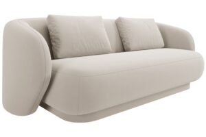 Cosmopolitan Design Kr&eacute;mově b&iacute;l&aacute; sametov&aacute; dvoum&iacute;stn&aacute; pohovka Camden 169 cm