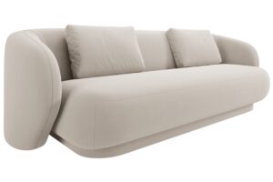 Cosmopolitan Design Kr&eacute;mově b&iacute;l&aacute; sametov&aacute; trojm&iacute;stn&aacute; pohovka Camden 204 cm