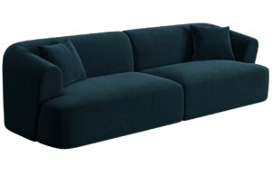 Cosmopolitan Design Petrolejově modr&aacute; sametov&aacute; čtyřm&iacute;stn&aacute; pohovka Campi 255 cm