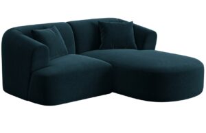 Cosmopolitan Design Petrolejově modr&aacute; sametov&aacute; rohov&aacute; pohovka Campi 180 cm