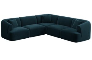 Cosmopolitan Design Petrolejově modr&aacute; sametov&aacute; rohov&aacute; pohovka Campi 255 cm