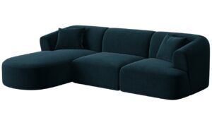 Cosmopolitan Design Petrolejově modr&aacute; sametov&aacute; rohov&aacute; pohovka Campi 256 cm