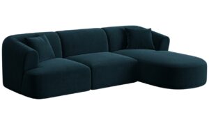 Cosmopolitan Design Petrolejově modr&aacute; sametov&aacute; rohov&aacute; pohovka Campi 256 cm